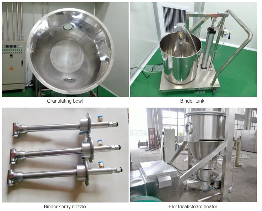 Fbd Fluid Bed Dryer Granulator for Pharmaceutical Food Chemical Solid Drinks Instant Coffee Pesticides Chinese Medicine Collagen Soybean Protein Gluten